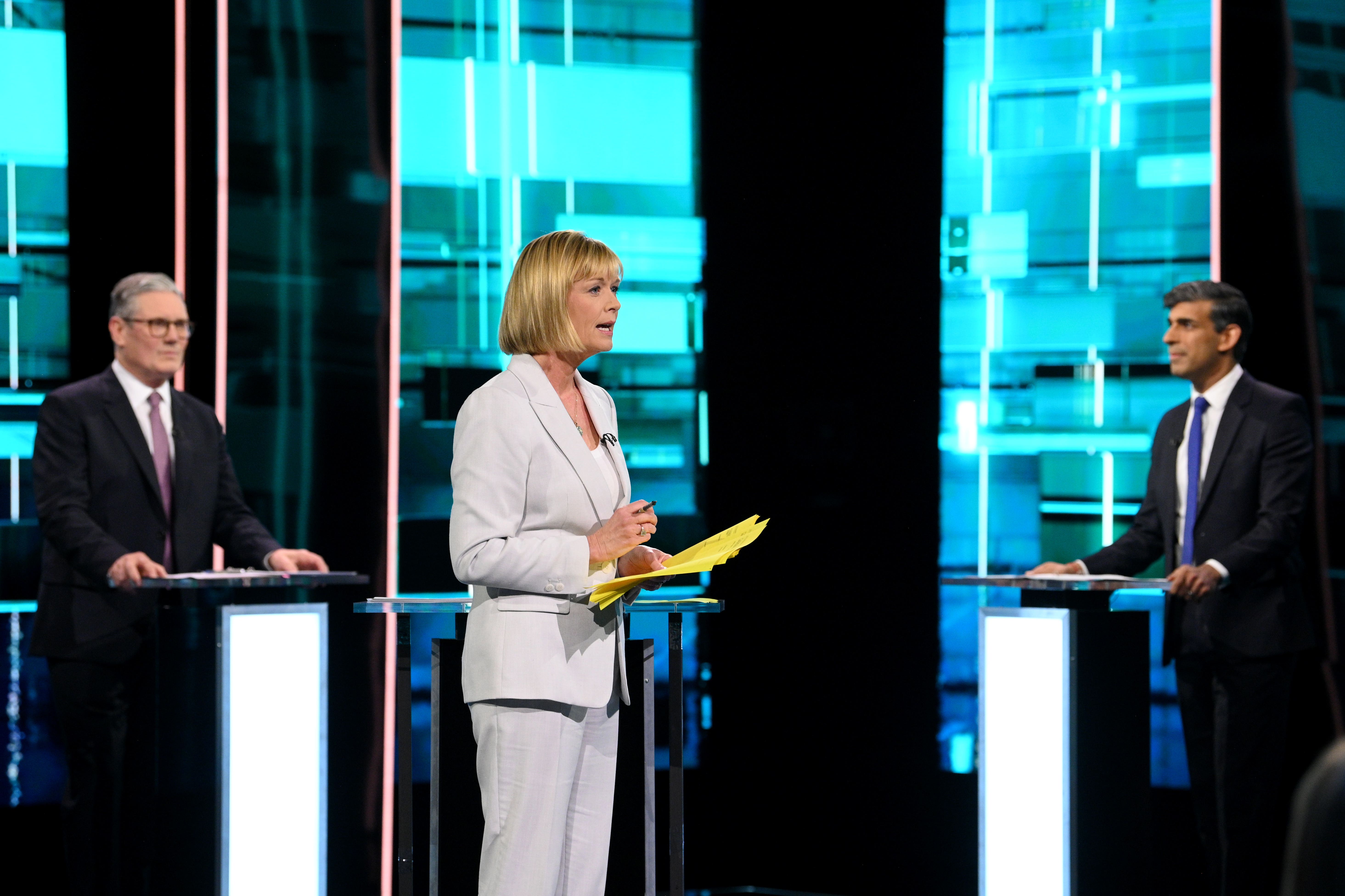 Julie Etchingham chairs the debate on Tuesday night