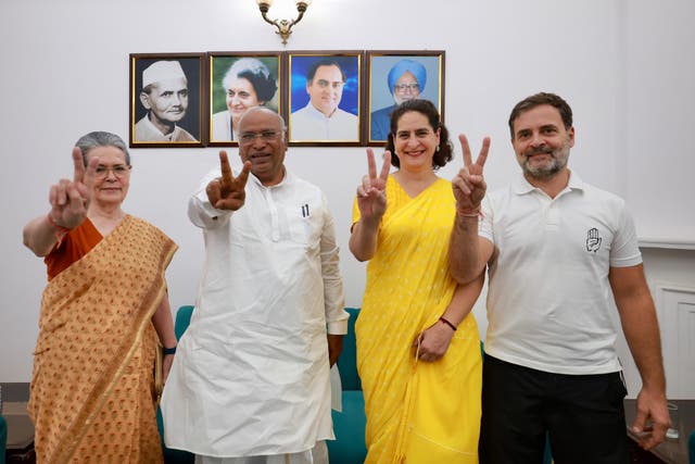 <p>The Congress-led INDIA alliance defied all expectations in a surprisingly close election. Seen here: Sonia Gandhi, Mallikarjun Kharge, Priyanka Gandhi Vadra and Rahul Gandhi</p>
