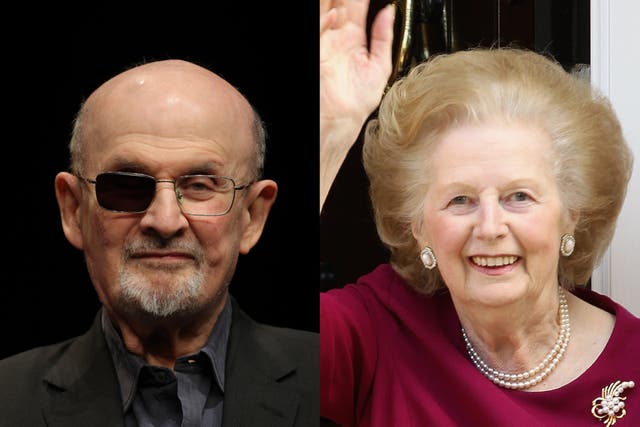 <p>Salman Rushdie and Margaret Thatcher</p>