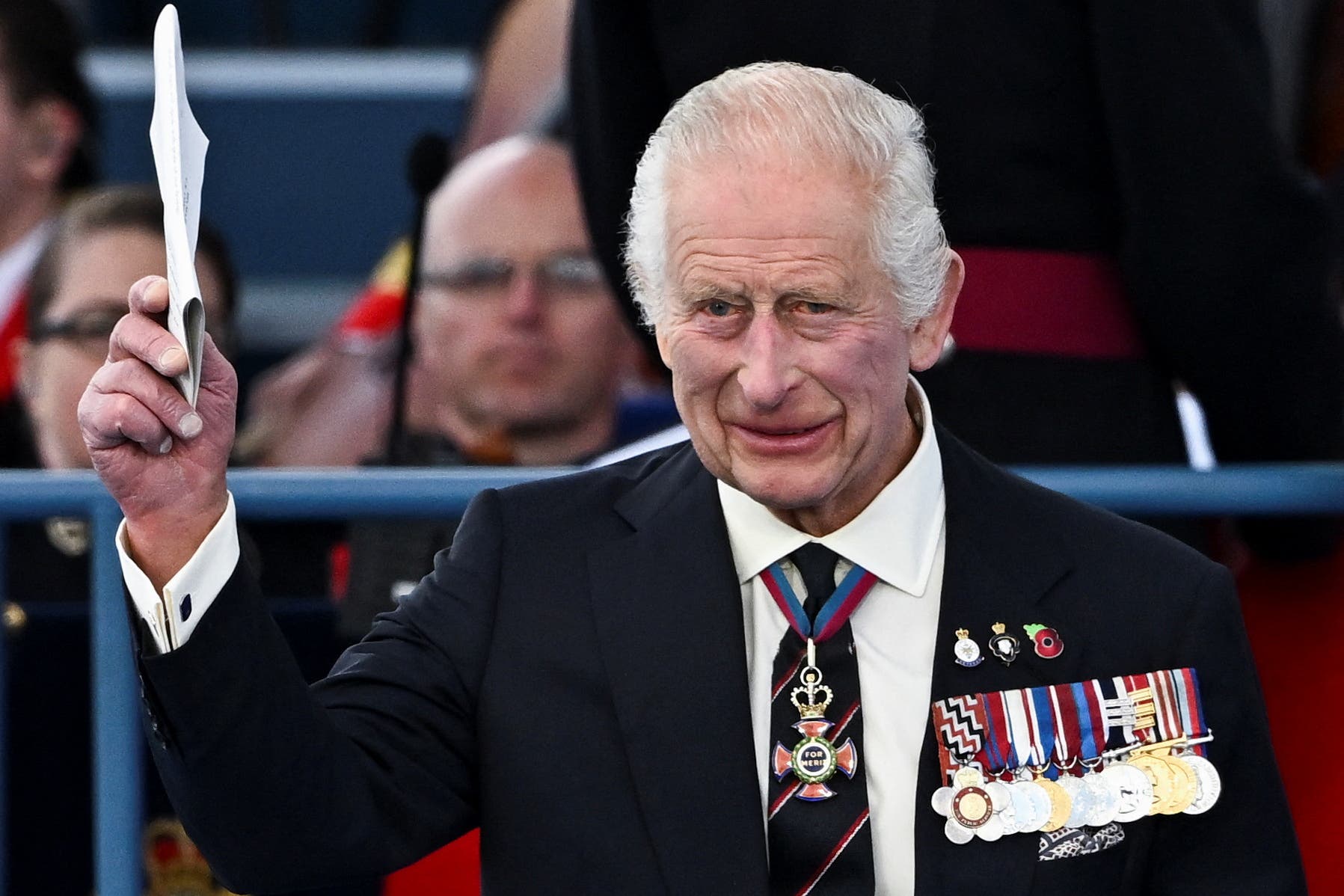 King Charles III at the UK’s national commemorative event for the 80th anniversary of D-Day, hosted by the Ministry of Defence on Southsea Common in Portsmouth (Dylan Martinez/PA).