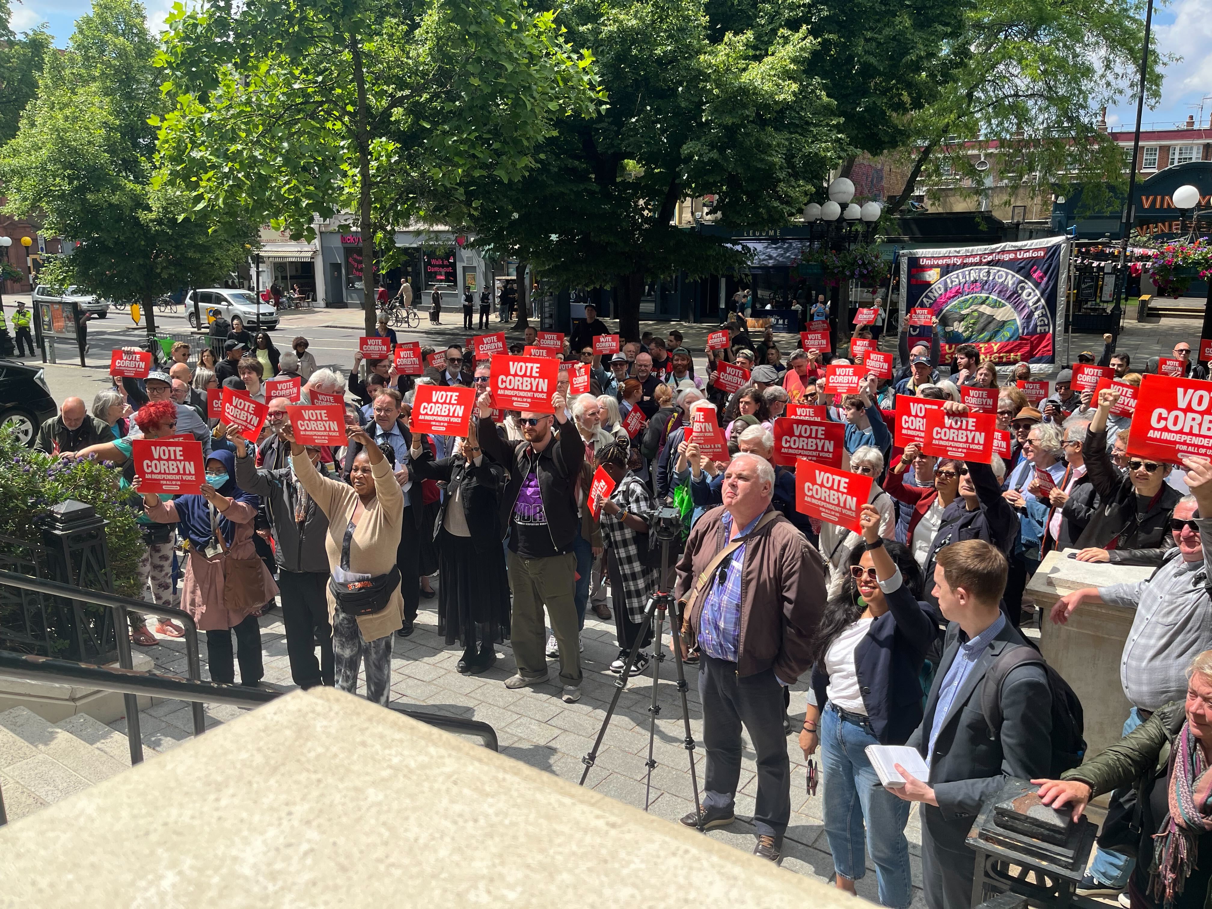 Supporters gathered in Islington for Mr Corbyn’s launch
