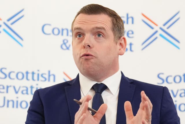 Douglas Ross claimed that Labour will put up taxes on people across the UK (Andrew Milligan/PA)