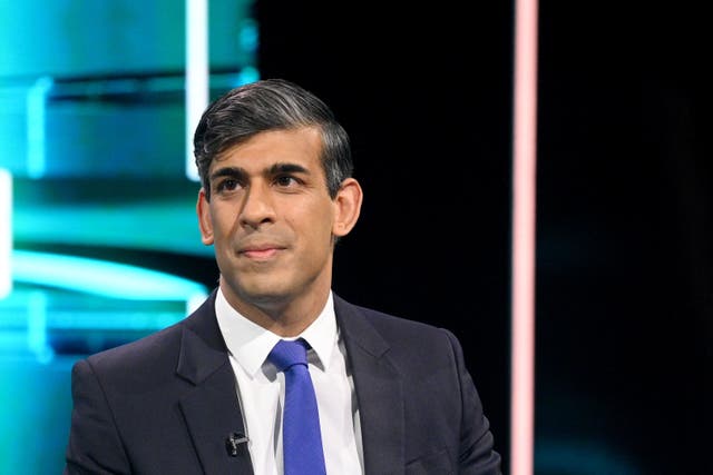 Prime Minister Rishi Sunak during the ITV debate with Labour leader Sir Keir Starmer (Jonathan Hordle/ITV)