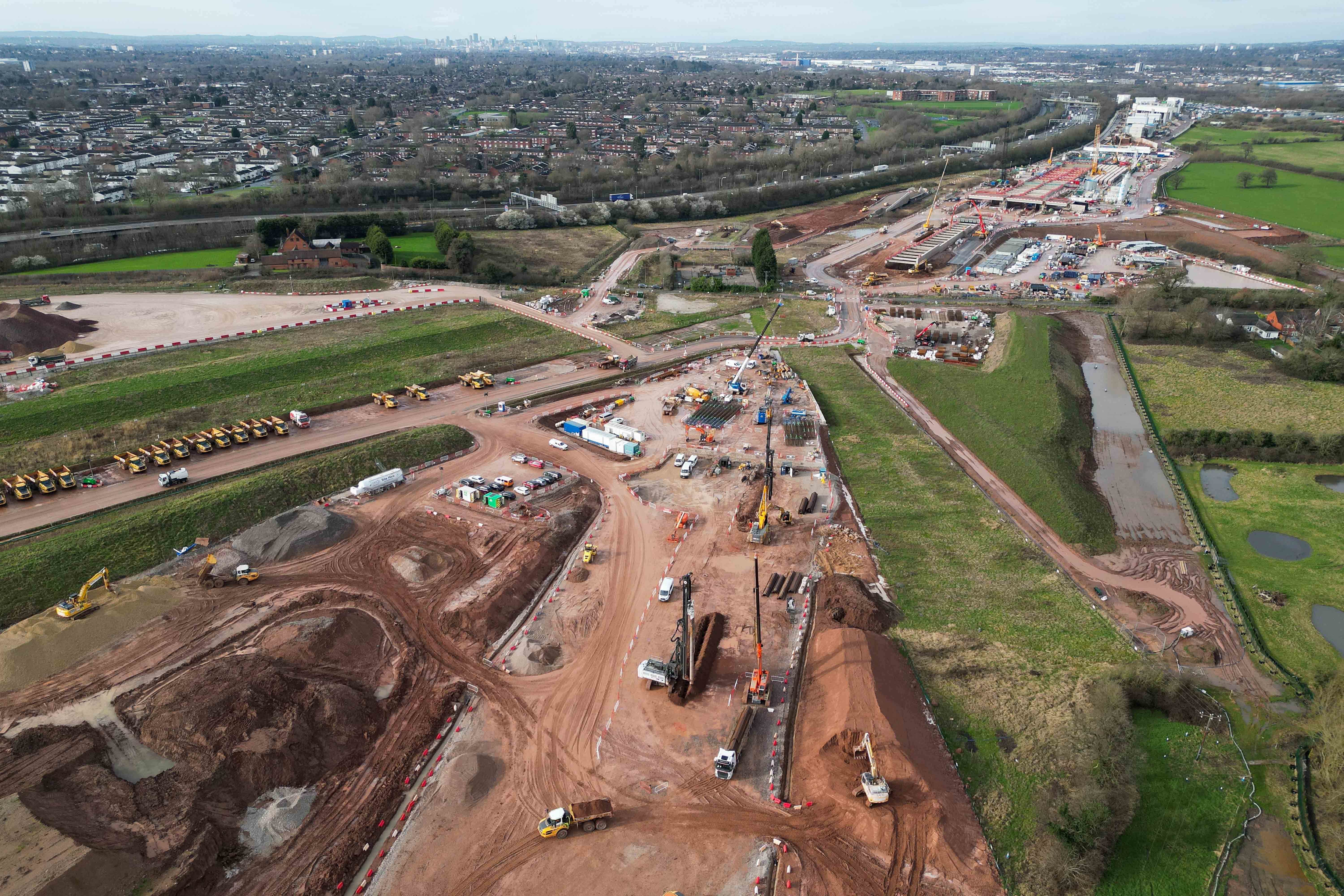 Construction work on the HS2 line in Water Orton near Birmingham in the Midlands (Jacob King/PA)