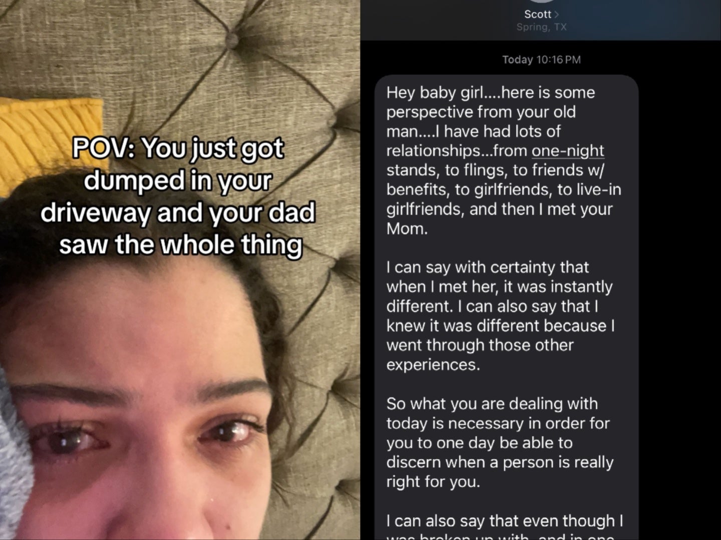 Father sends daughter sweet text message after watching her get broken up  with | The Independent