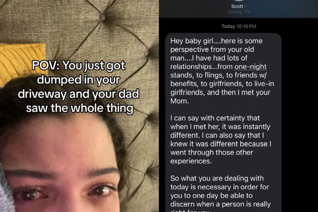 <p>Father sends daughter sweet text message after watching her get broken up with</p>