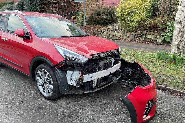 <p>This £23,000 Kia Nero was targeted by so-called ‘car cannibals’ in a street in Harborne, Birmingham, within a week of the owner buying</p>
