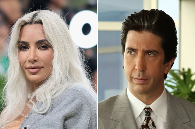 <p>Kim Kardashian and David Schwimmer as Robert Kardashian in ‘People v. O.J. Simpson’</p>