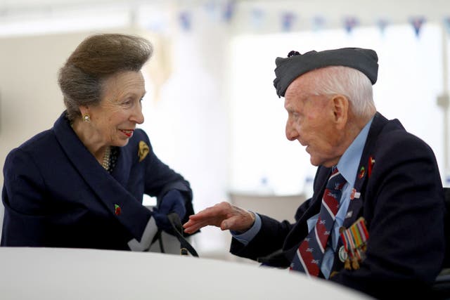 The Princess Royal spoke to veterans (Hannah McKay/PA)