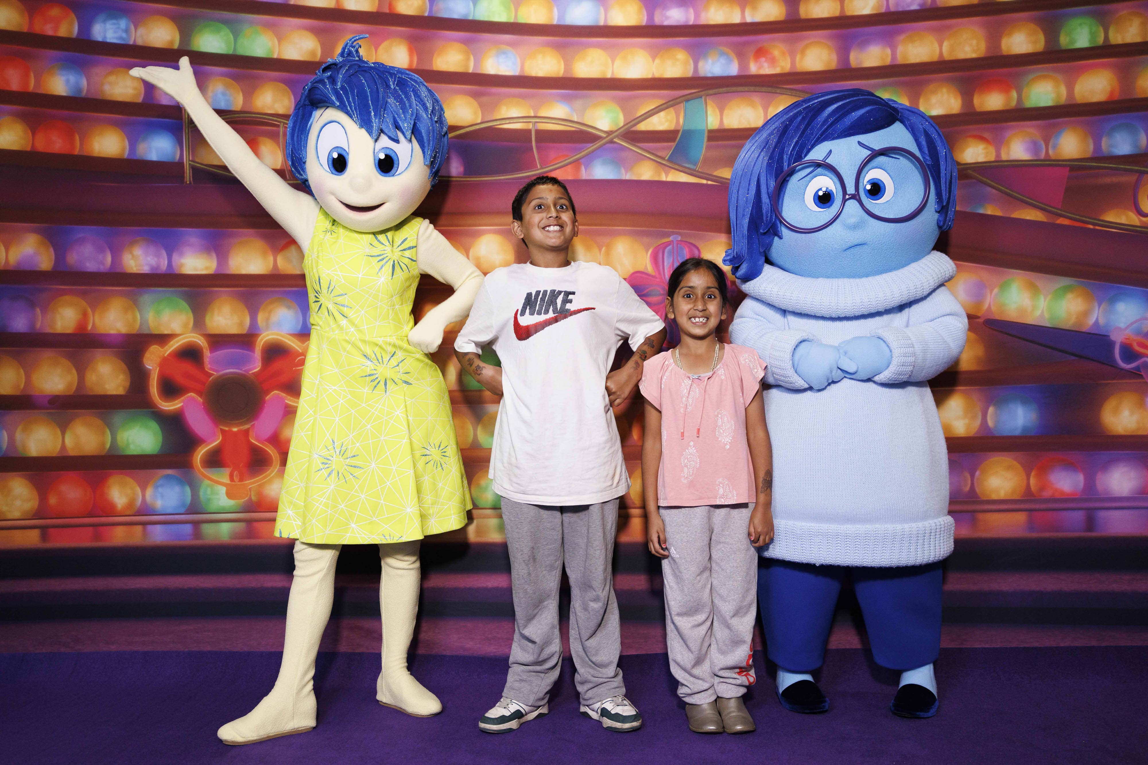 Joy, Paarth, nine, Tulsi, six, and Sadness at Great Ormond Street Hospital (Belinda Jiao/PA)