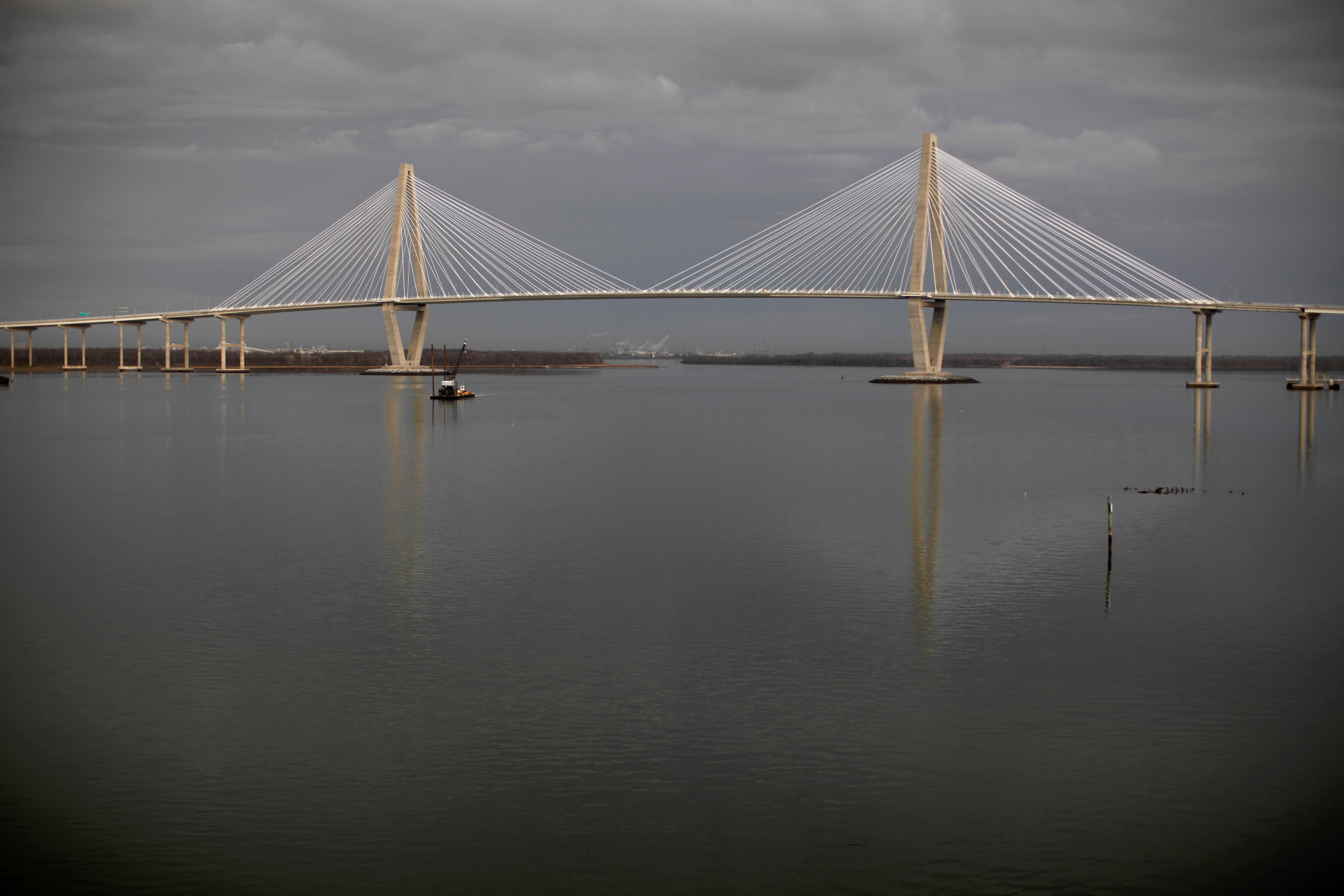 The crew of a large container ship lost control of the vessel in South Carolina on Wednesday, causing officials to temporarily close the Arthur Ravenel Jr Bridge