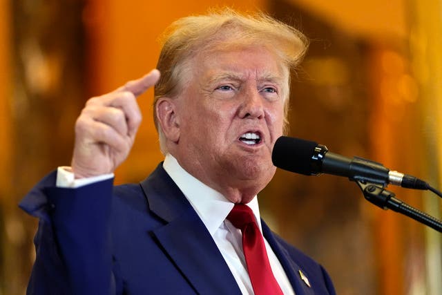 <p>Former President Donald Trump speaks during a news conference at Trump Tower, May 31, 2024, in New York</p>