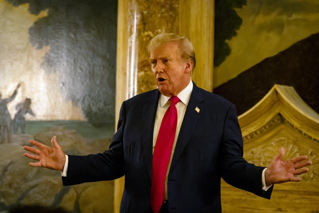 <p>Former US president Donald Trump speaks at a dinner at Mar-a-Lago on June 5 2024 in West Palm Beach, Florida</p>