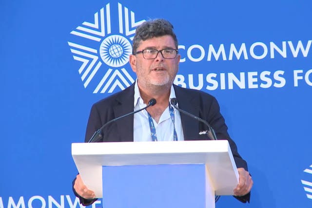 Frank Hester speaking at a Commonwealth Business Forum event in Kigali, Rwanda (CHOGM Rwanda 2022/PA)
