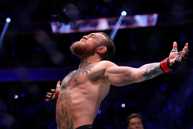 <p>Conor McGregor ahead of his last win, a 40-second TKO of Donald Cerrone in 2020</p>