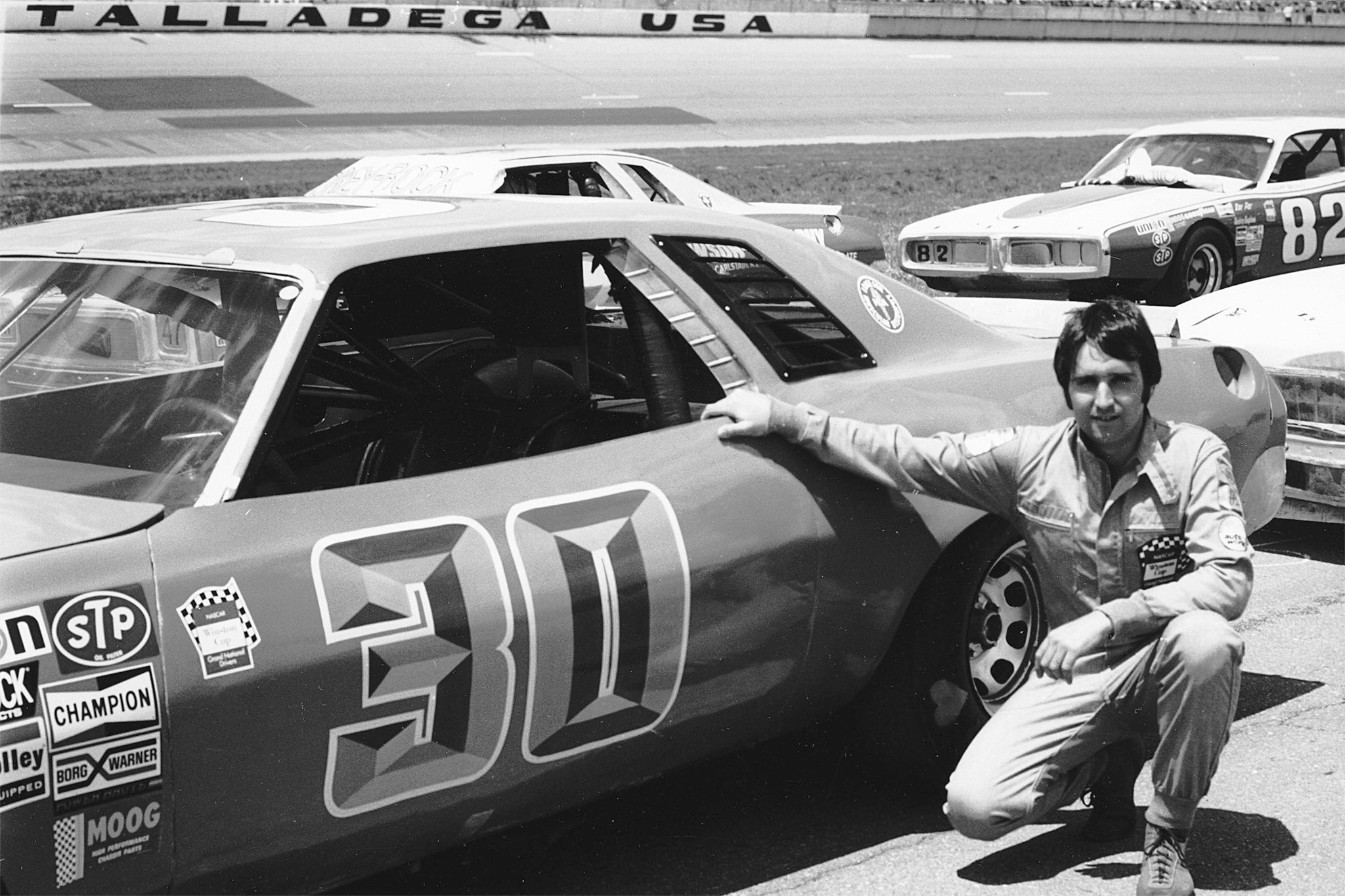 Tighe Scott making his NASCAR Cup debut at Talladega Superspeedway driving a Chevrolet in the Winston 500 in 1976