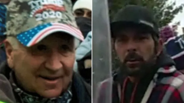 <p>Tighe Scott (left) and Jarrett Scott (right) captured on camera at the Capitol Riots on 6 January 2021 </p>