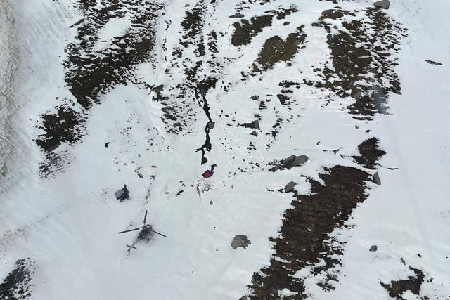 <p>A photo taken by the Indian Air Force shows the site where the trekkers succumbed to bad weather </p>
