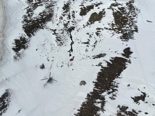 <p>A photo taken by the Indian Air Force shows the site where the trekkers succumbed to bad weather </p>