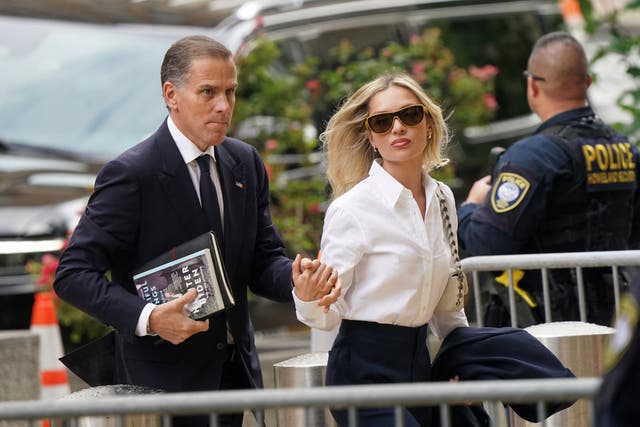 <p>Hunter Biden, son of President Joe Biden, and his wife Melissa Cohen Biden, arrive at the federal court for his trial on criminal gun charges in Wilmington, Delaware on June 6, 2024</p>