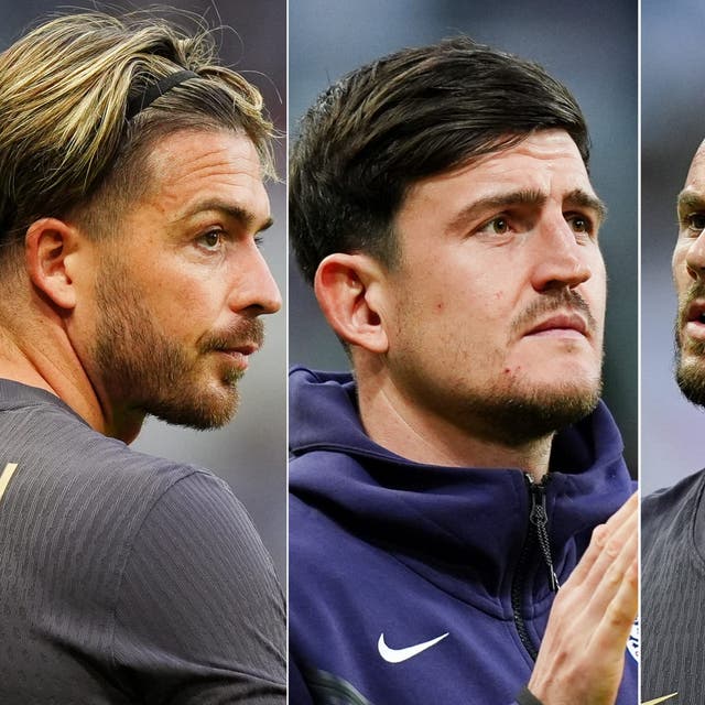 Jack Grealish, Harry Maguire and James Maddison, left to right, are the high-profile omissions from England’s squad (Mike Egerton/PA)