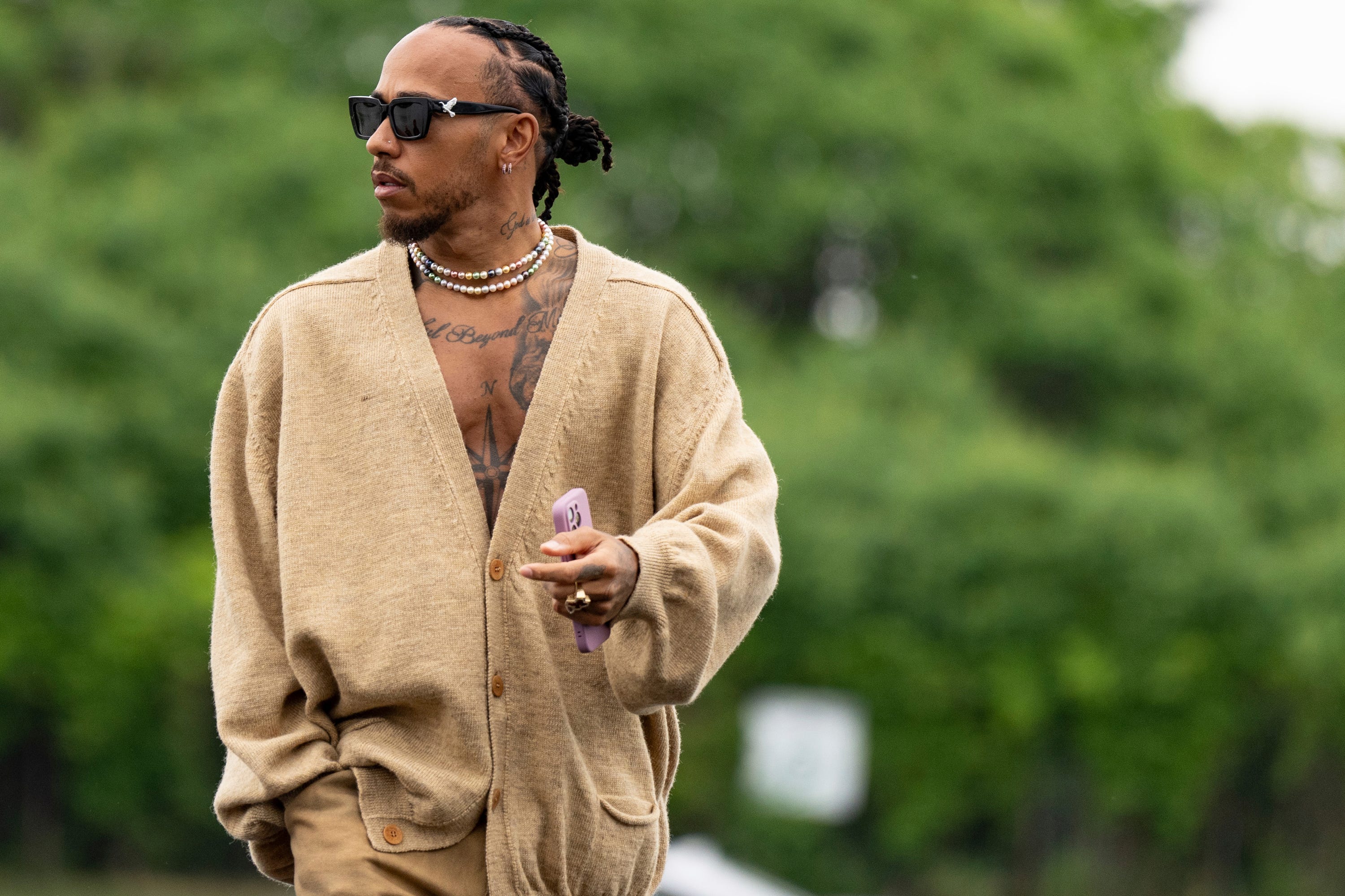 Lewis Hamilton arrives at the Canadian Grand Prix (Christinne Muschi/The Canadian Press via AP)