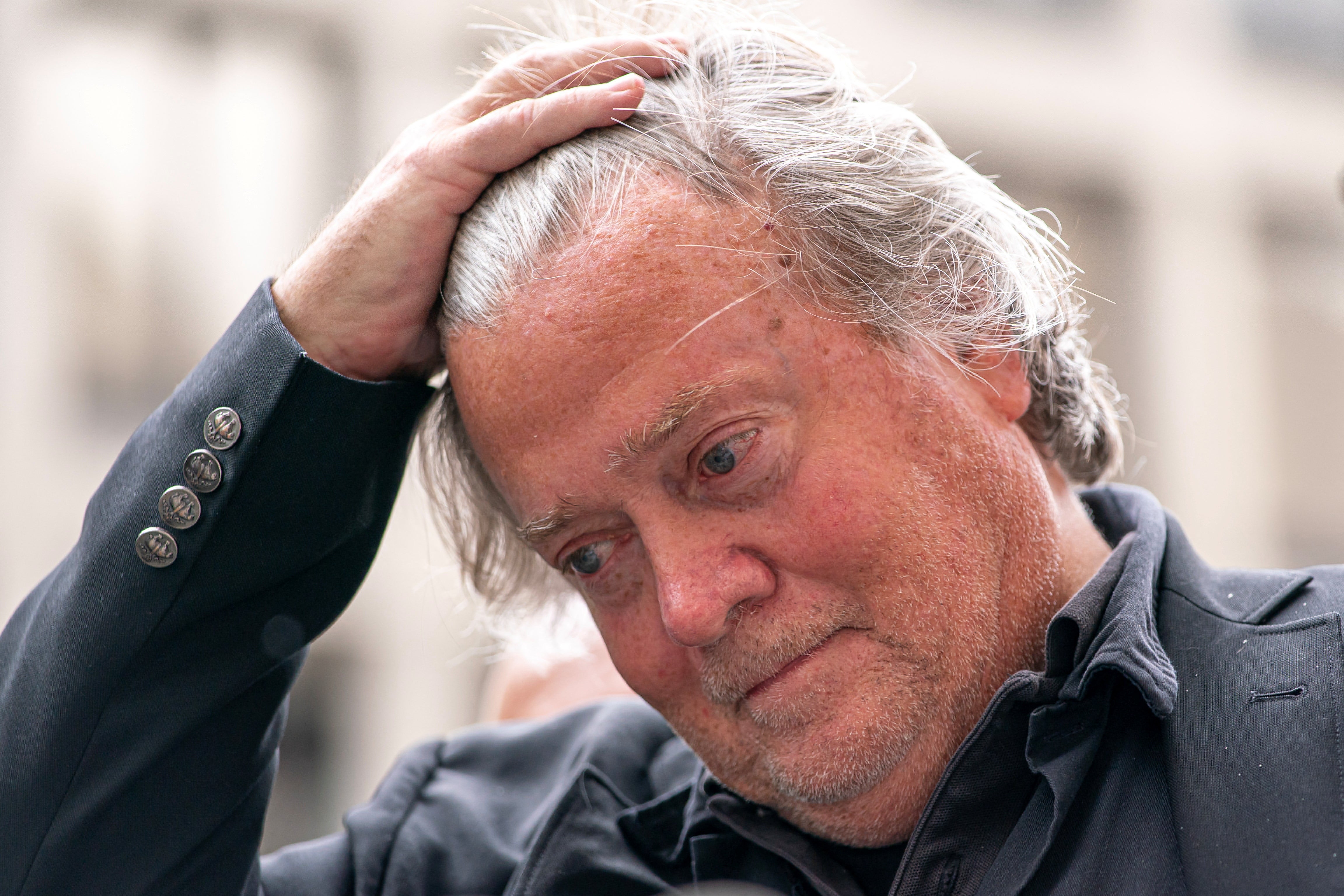 Steve Bannon appears outside a federal courthouse in Washington DC on June 6 after he is ordered to surrender to prison by July 1.