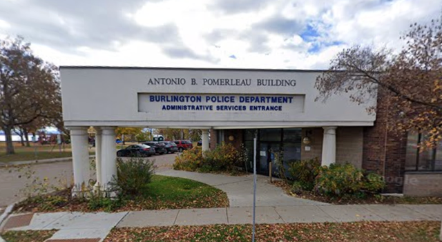 <p>Students who attended a presentation at the Burlington Police Department, pictured, were frightened by a mock shooting presentation put on by police</p>