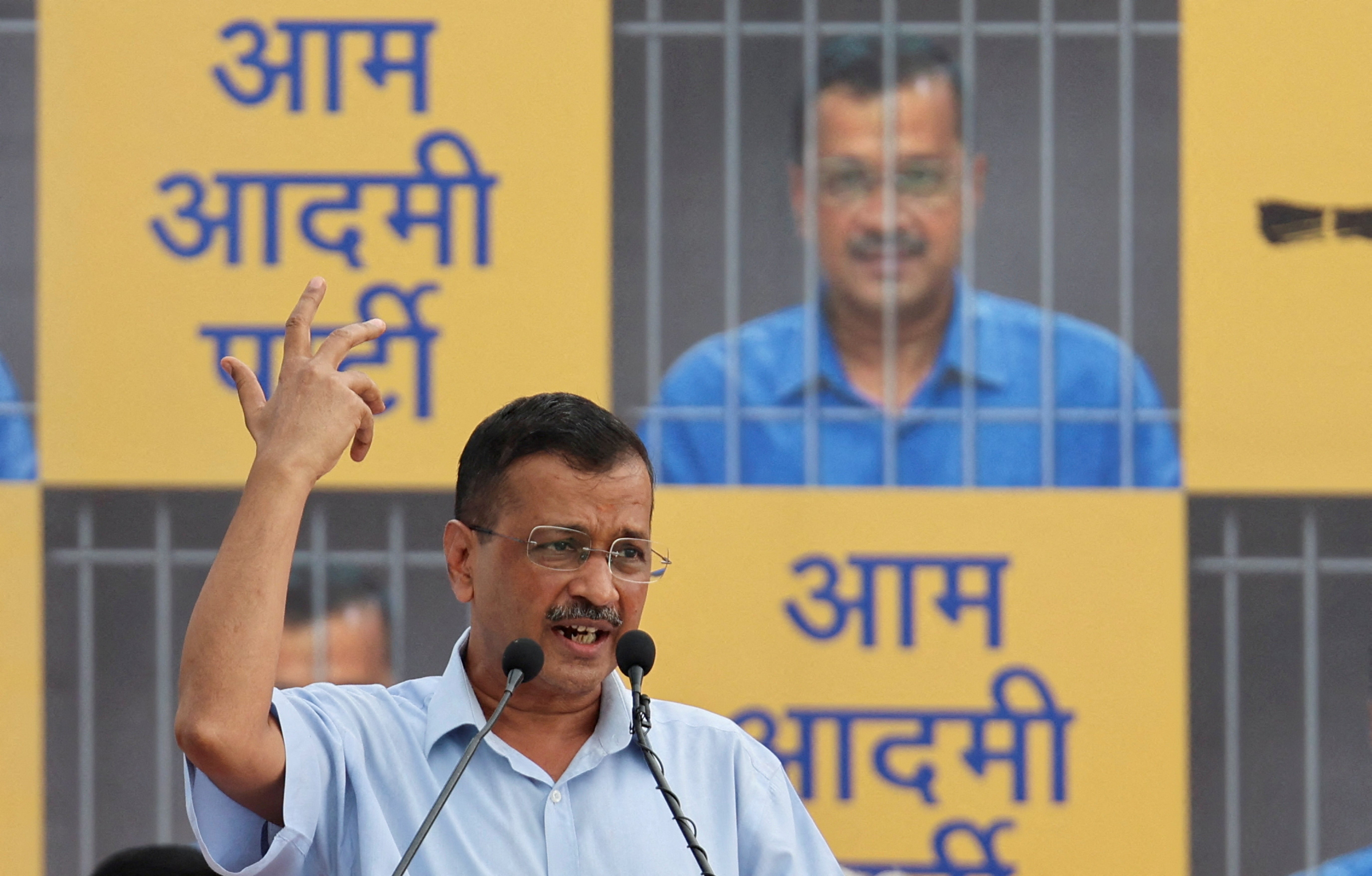 File: Delhi chief minister Arvind Kejriwal addresses supporters