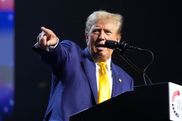 <p>Republican presidential candidate Donald Trump speaks at a campaign rally in Phoenix, Arizona, on Thursday June 6 2024</p>