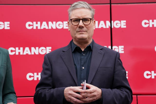 Labour Party leader Sir Keir Starmer, at the launch event for Labour’s campaign bus at Uxbridge College, while on the General Election campaign trail (Lucy North/PA)