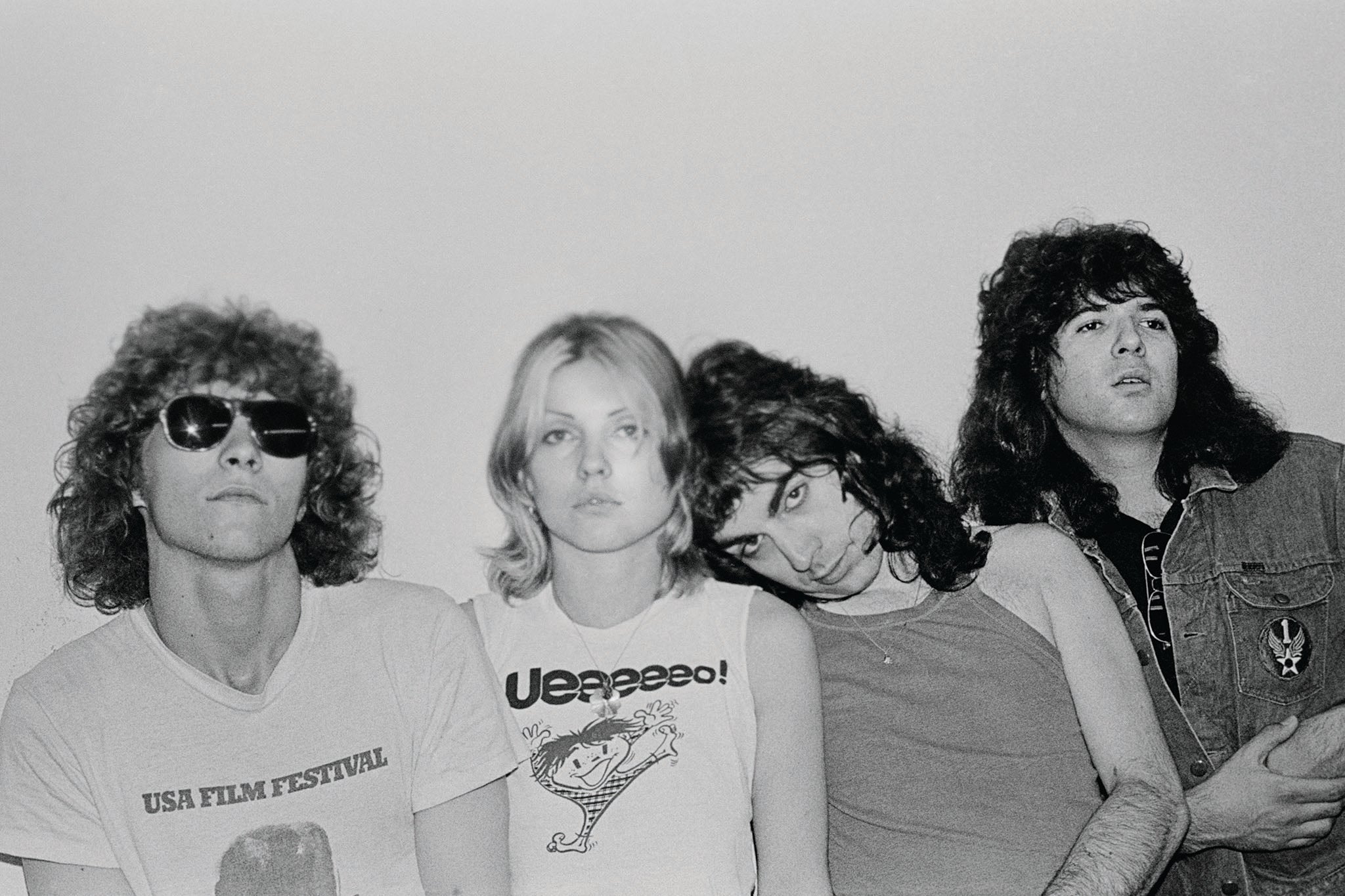 This early Blondie group shot (left to right: Gary Valentine, Debbie Harry, Chris Stein, and Clem Burke) was taken at Debbie’s apartment in 1975