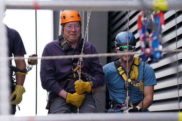 Lord Mayor of the City of London Michael Mainelli abseiled 215 metres down the Leadenhall Building (Lucy North/PA)