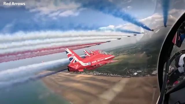 <p>Watch stunning cockpit footage from Red Arrows D-Day flypast over Normandy.</p>