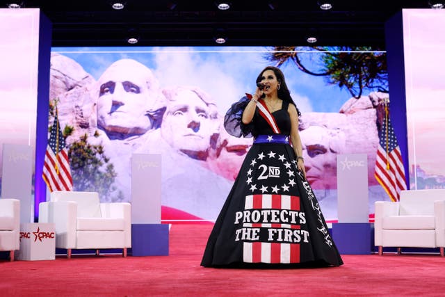 <p>Natasha Owens pictured performing at the Conservative Political Action Conference in February. Donald Trump shared her latest hit, “The Chosen One,” on TruthSocial on Friday. </p>