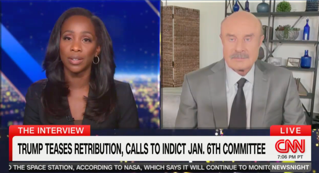 <p>Abby Phillip speaks to Dr Phil on CNN moments after the unlicensed TV psychologist’s interview with Donald Trump aired. Dr Phil repeated many false claims during the interview with Trump.  </p>