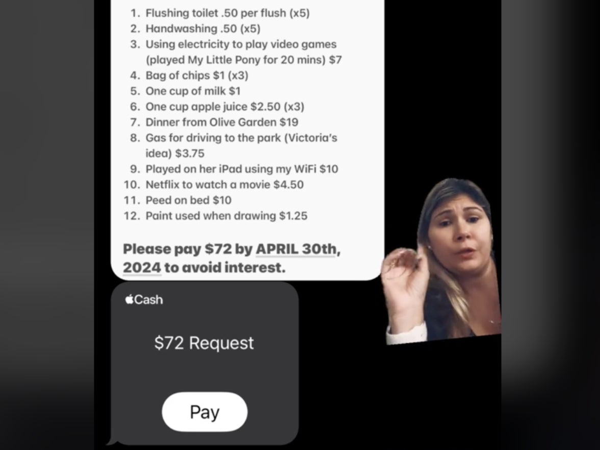 Jessica’s sister sends her a ‘ridiculous' invoice for babysitting her daughter Victoria ( TikTok/@305_lil1 )