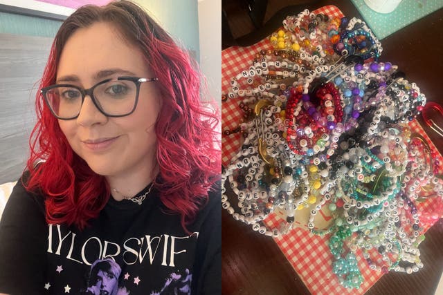 Kayleigh Gore has been making friendship bracelets for the Eras tour since November (Kayleigh Gore/PA)