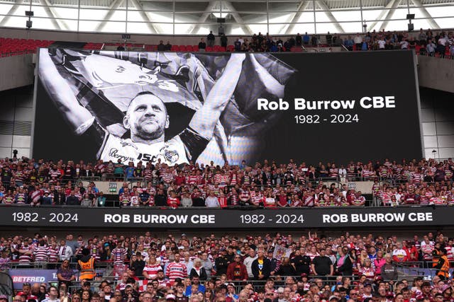 Tributes were paid to former Leeds Rhinos great Rob Burrow (Bradley Collyer/PA)