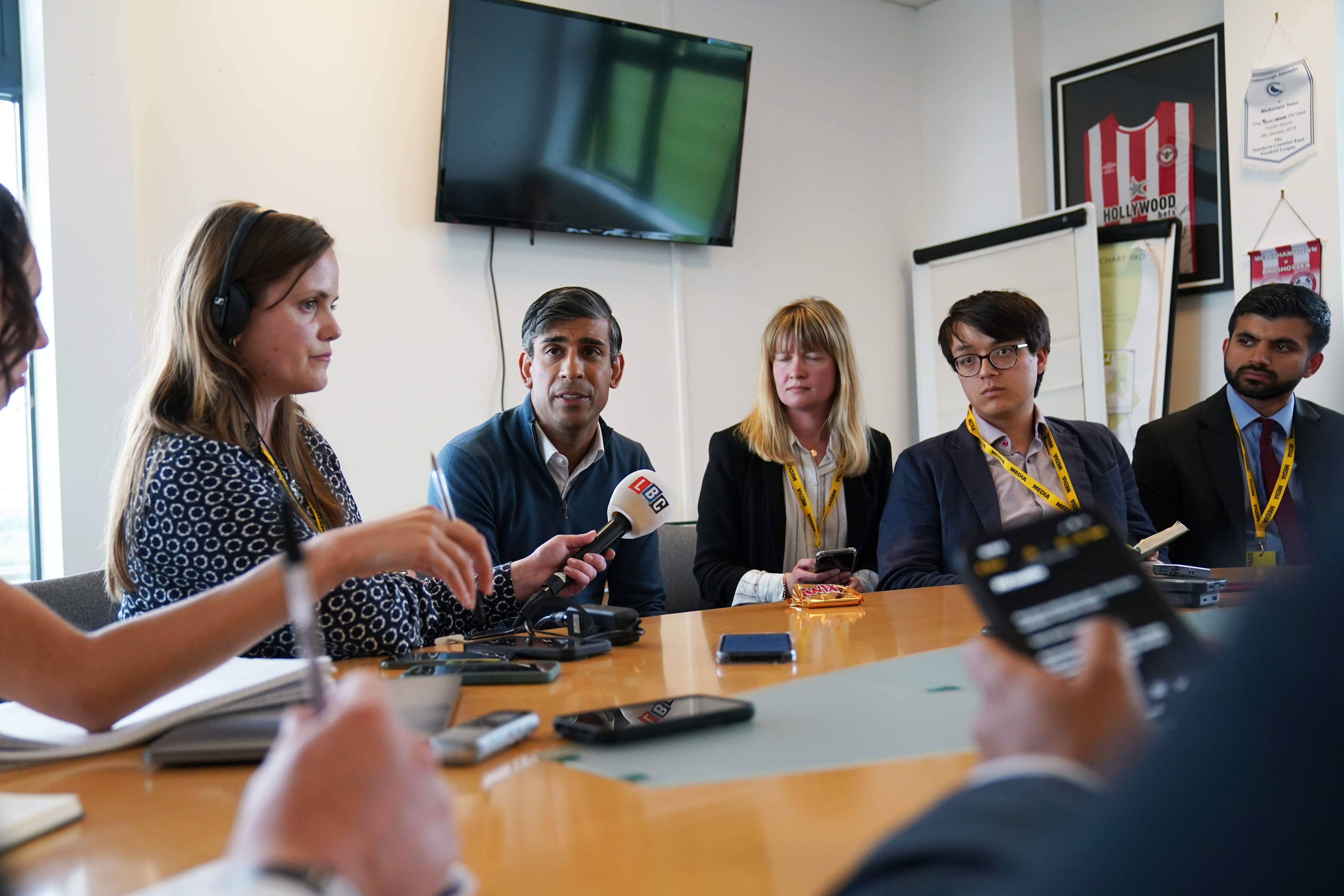 Prime Minister Rishi Sunak speaks to the media (Jacob King/PA)