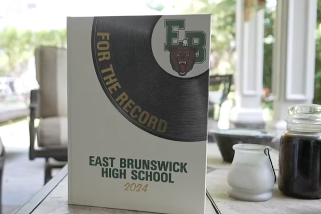 <p>The 2024 East Brunswick High School yearbook, which school district officials are investigating after a Jewish student group’s photo was replaced.</p>