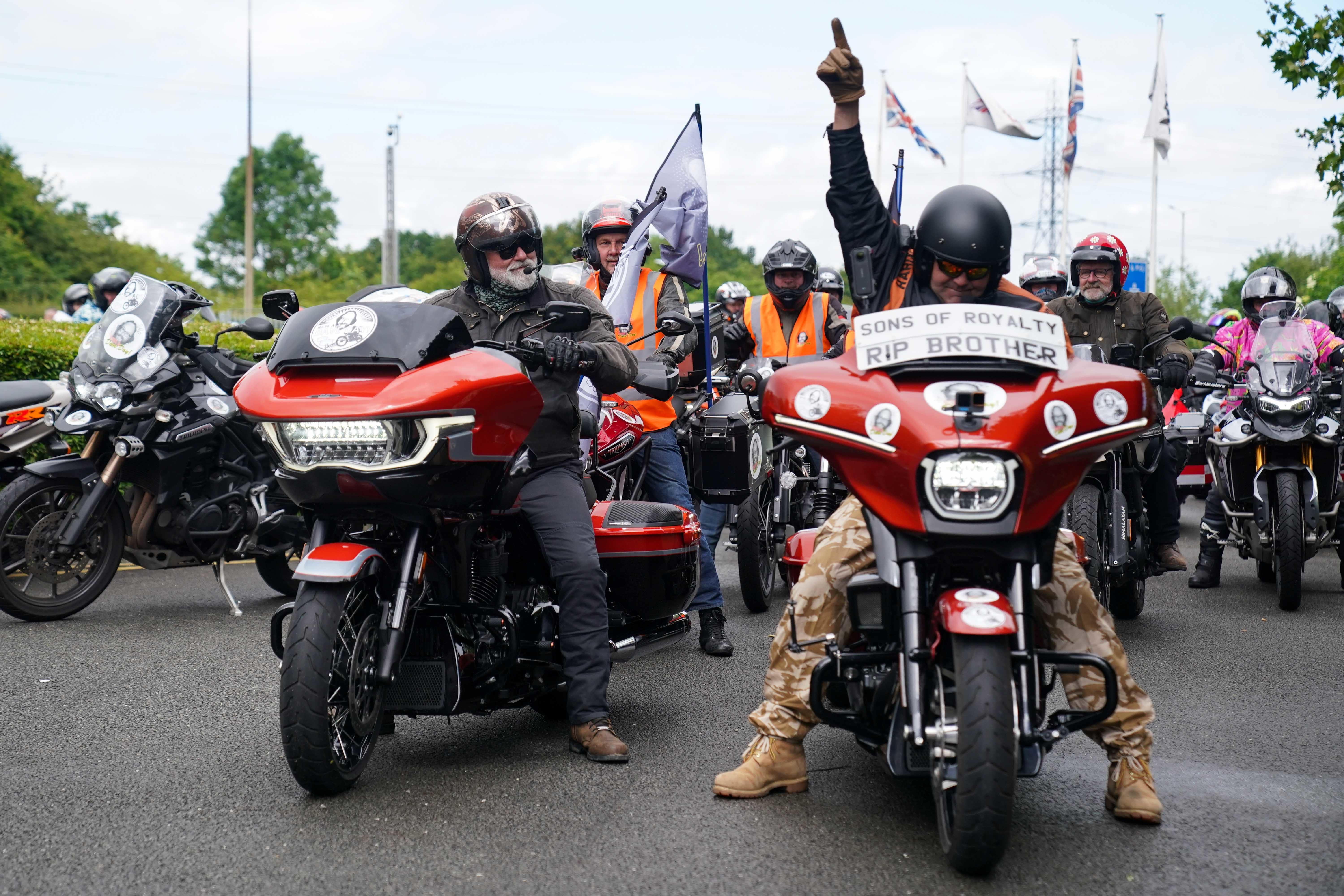 Hairy Biker Si King is among the thousands of motorcyclists who are riding from London to Barrow to celebrate the life of Hairy Biker Dave Myers (Jacob King/PA)