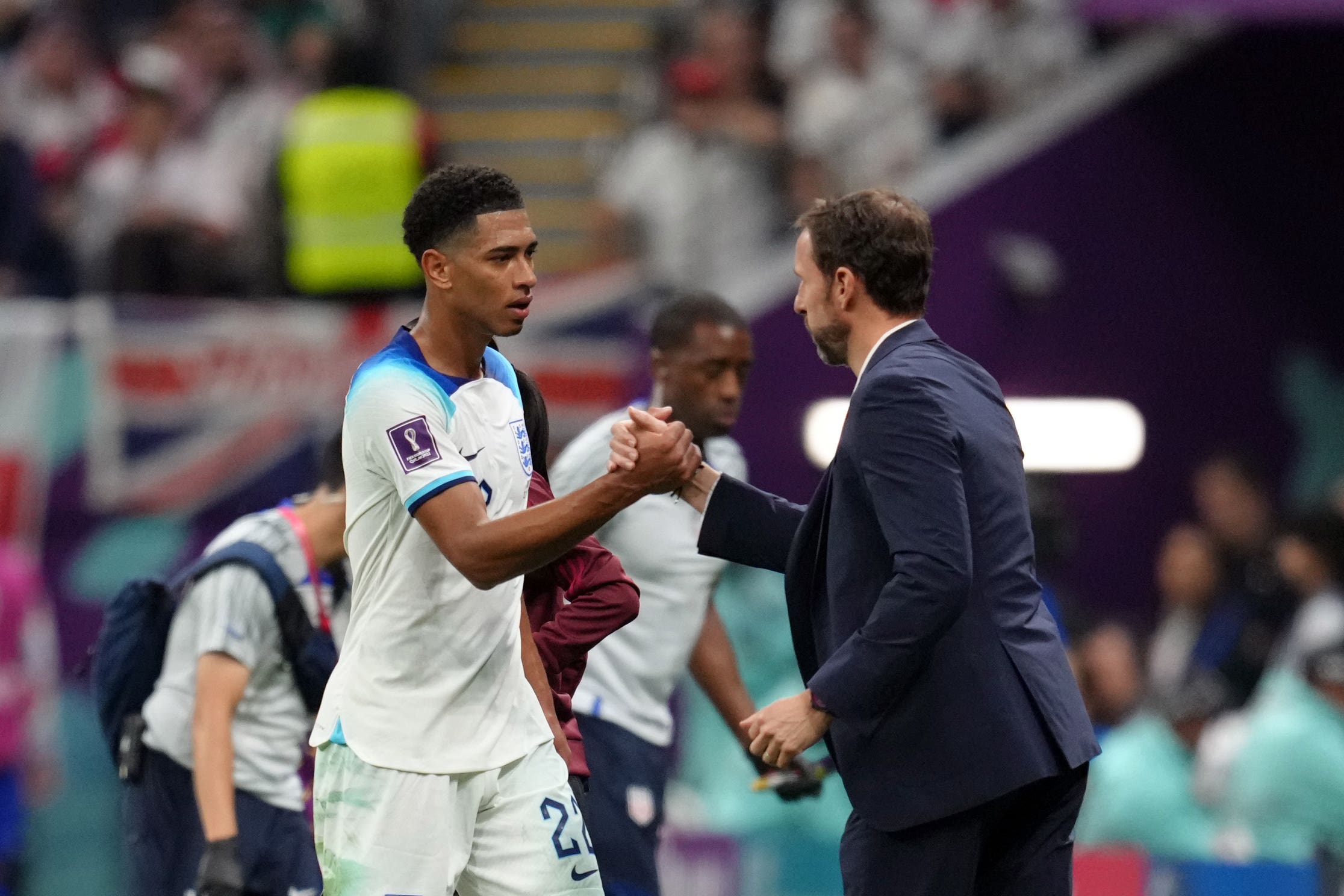 England’s Jude Bellingham with manager Gareth Southgate (Nick Potts/PA)