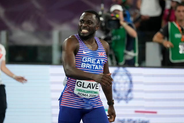 <p>Romell Glave took bronze for GB in the men’s 100m in Rome </p>