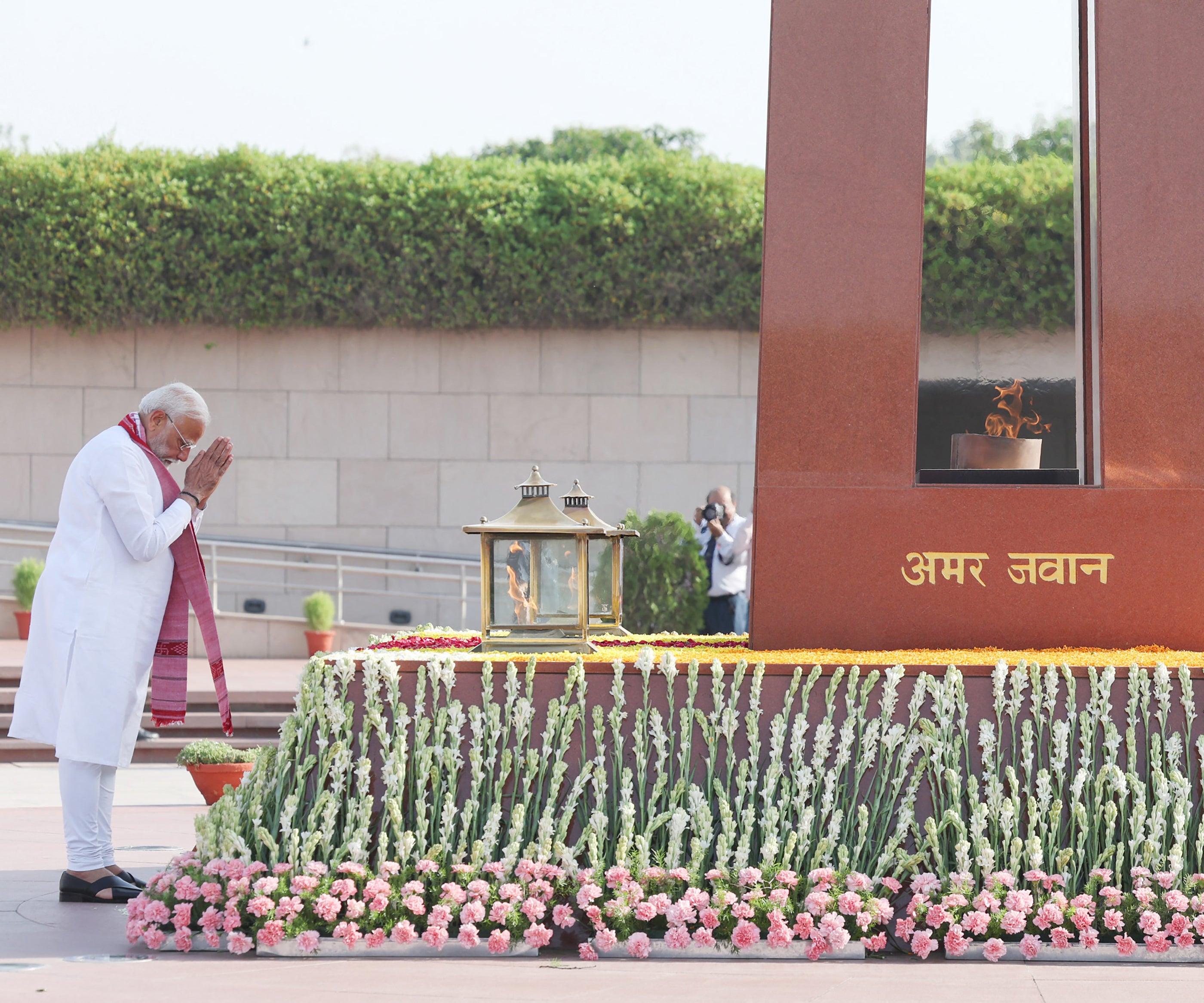 Prime Minister Narendra Modi paying homage to martyrs at the National War Memorial