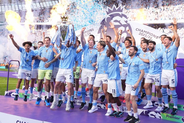 <p>Manchester City were crowned Premier League champions for a record fourth successive season</p>