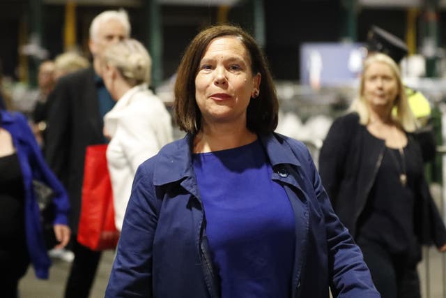 Sinn Fein leader Mary Lou McDonald at the RDS in Dublin (Damien Storan/PA)