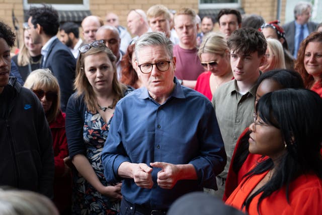 Labour Party leader Sir Keir Starmer at a campaign event in Grays, Essex while on the General Election campaign trail on Sunday (Stefan Rousseau/PA)