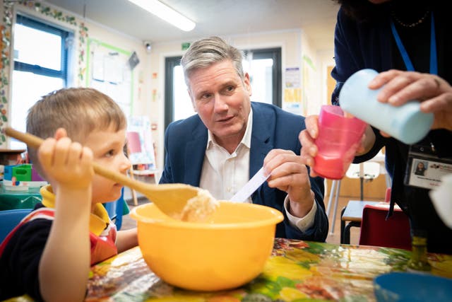 <p>Labour leader Keir Starmer has set out plans to create 3,300 school-based nurseries (Stefan Rousseau/PA)</p>