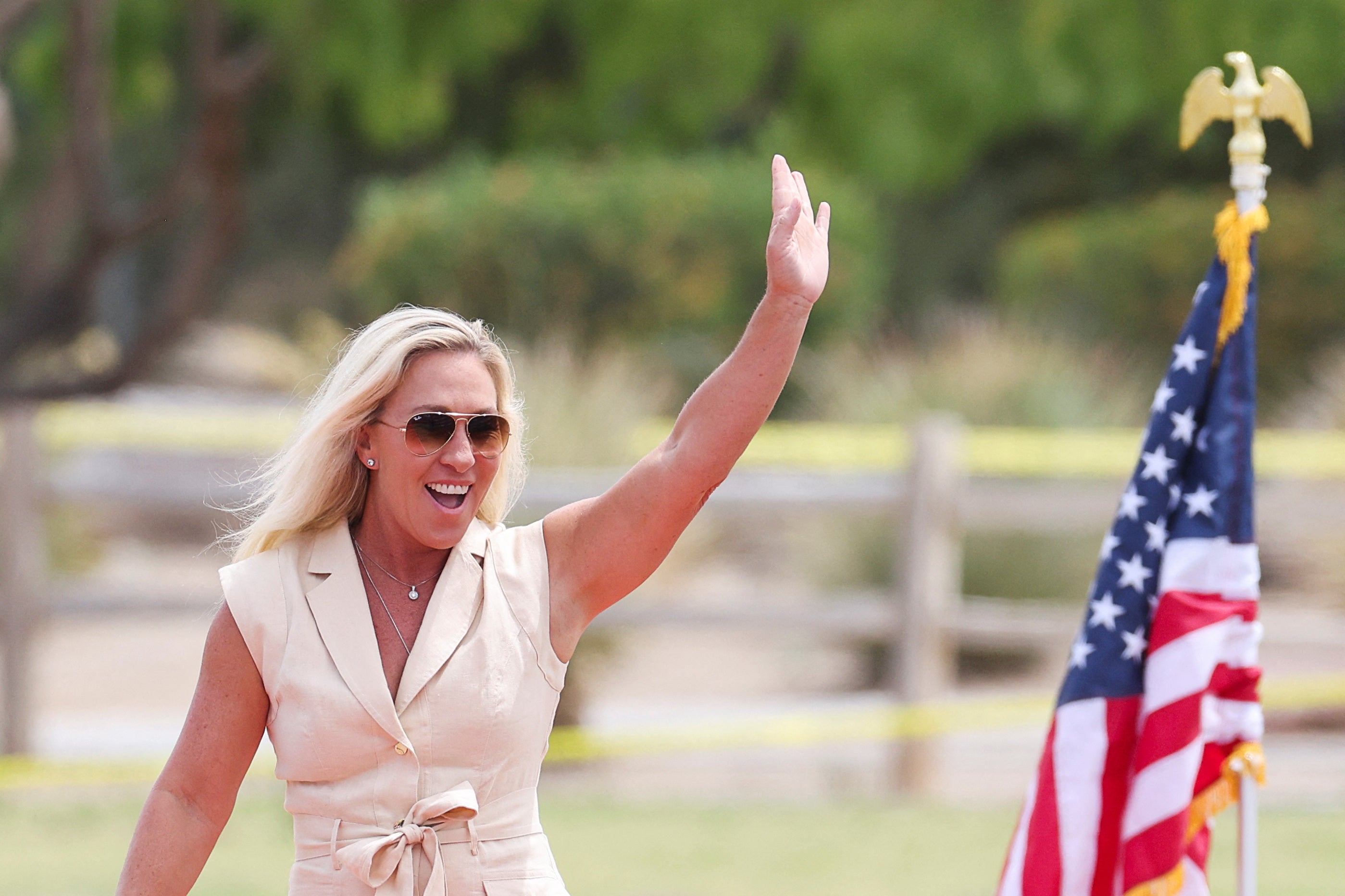 <p>US Representative Marjorie Taylor Greene (R-GA) has been blasted for a factual faux pas about Independence Day </p>